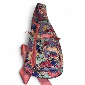 Disney Minnie Mouse By Vera Bradley Sling Backpack Garden Party Purse Pink Strap